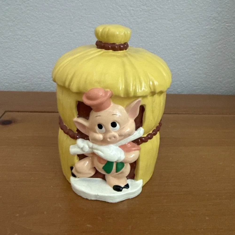 Vintage Walt Disney Prod. Three Little Pigs Ceramic Coin Bank-Japan 1960's